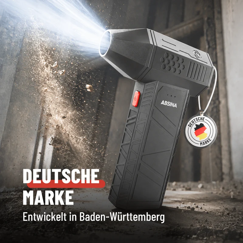 Staubgebläse mit Akku, 3 Stufen und 4 Düsen