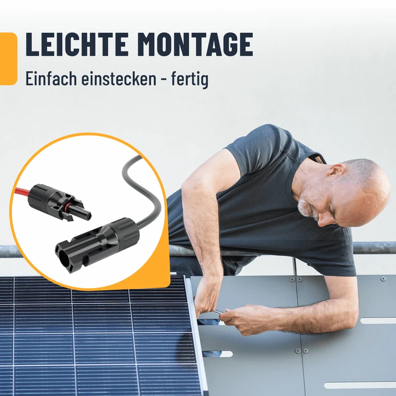 Solarkabel 6 mm², 10 m, mit Solarsteckern
