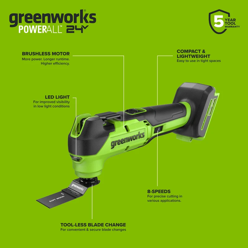 24V PowerAll 3.2° Oscillating Multi-Tool Kit with 3 Blades & 10-Piece Sanding Set