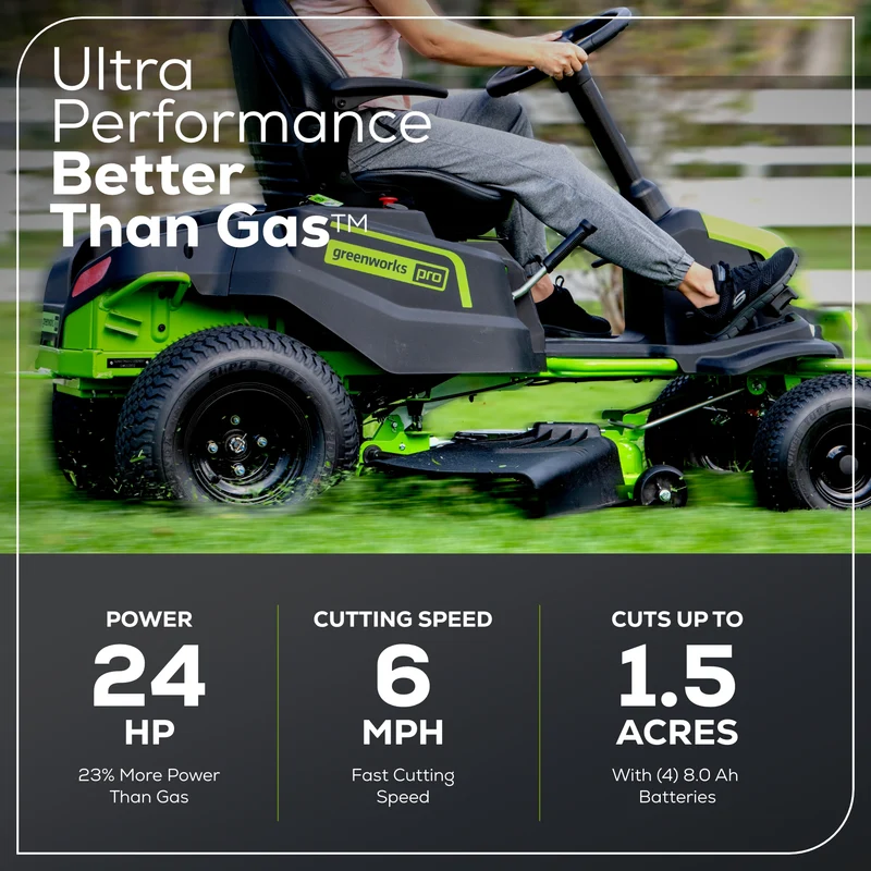 RENEWED 60V 42" Cordless Battery CrossoverT Riding Lawn Mower, (4) 8.0 Ah Batteries and (2) Dual-Port Turbo Chargers, CRT4262