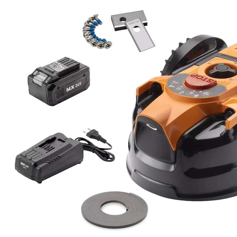 LawnMaster OcuMow® DM16-400 Plus Power Kit | MX 24V Drop and Mow Robotic Lawnmower-With Spare Battery & Blades