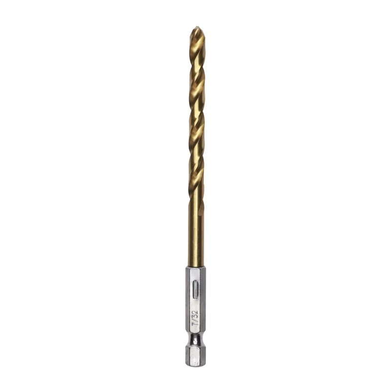 Half Ground 7/32" Hex Shank Titanium Drill Bit