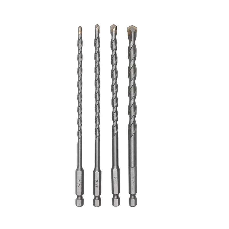 4-PC Hex Shank Masonry Drill Bit Set