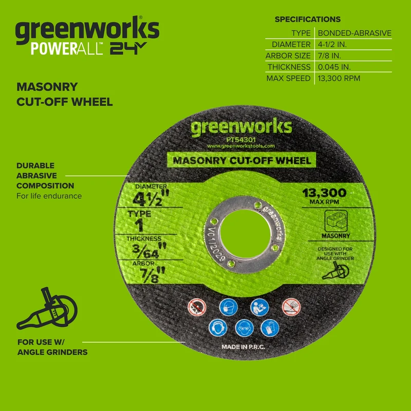 1-PC 4-1/2" Type 1 Metal Grinding Wheel 7/8" Arbor
