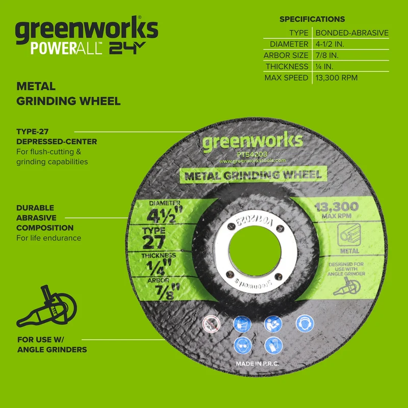 1-PC 4-1/2" Type 27 Metal Grinding Wheel 7/8" Arbor
