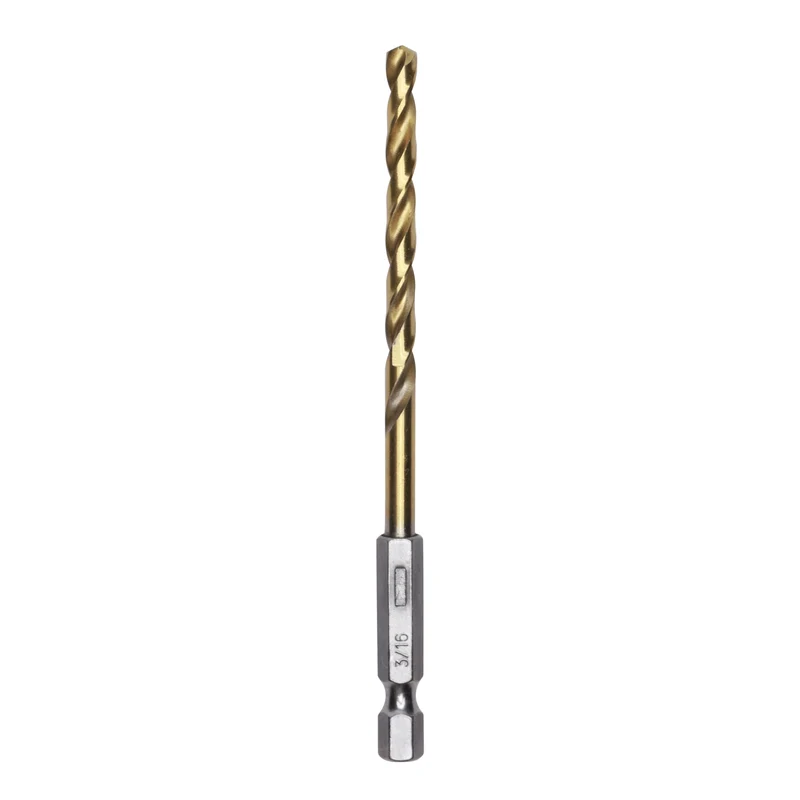 Half Ground 3/16-inch Hex Shank Titanium Drill Bit Set