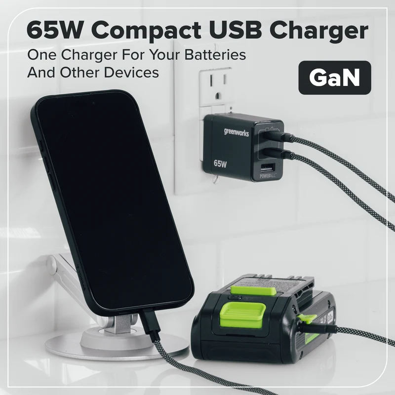 24V PowerAll Battery and Charger Kit, with 2.0 Ah Battery, Ultra-Fast 65W USB-C Charging Block, and Cable