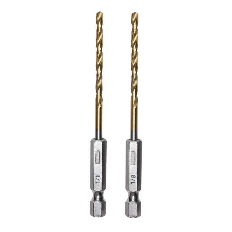 1/8" Drill Bit for Metal, Wood, PVC or more, Impact-Rated, 135˚ Split Point, 1/4" Hex Quick-Connect Base