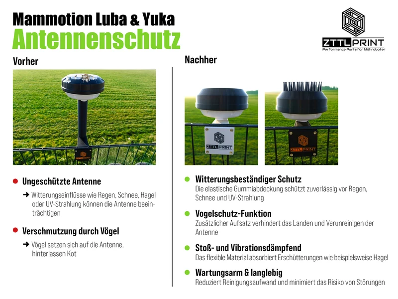 Mammotion Luba mini AWD & Yuka mini Mähroboter Performance Style Antennen- und Vogelschutz