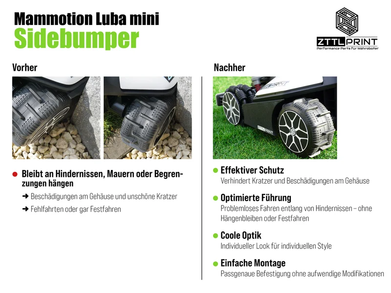 Mammotion Luba mini AWD Mähroboter Performance Style Sidebumper Seitenstoßstangen