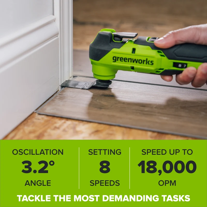 24V PowerAll Brushless 3.2° Oscillating Multi-Tool with 3 Blades & 30-Piece Sanding Set (Tool Only)