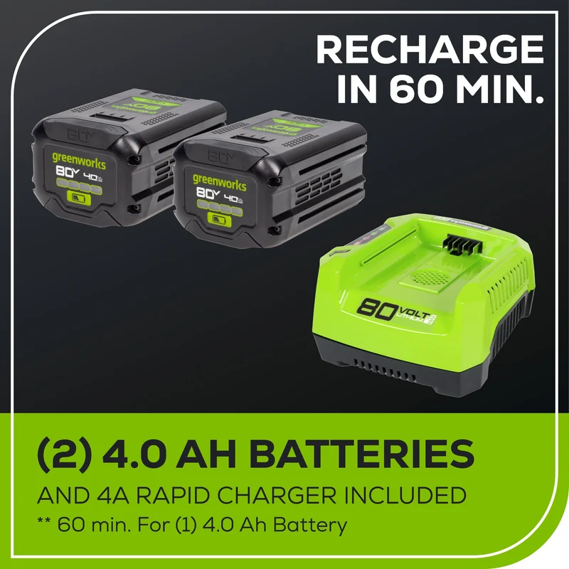 OPEN BOX 80V 22" Cordless Battery Dual Blade Self-Propelled Lawn Mower: (2) 4.0 Ah Batteries and Rapid Charger, LM2208S
