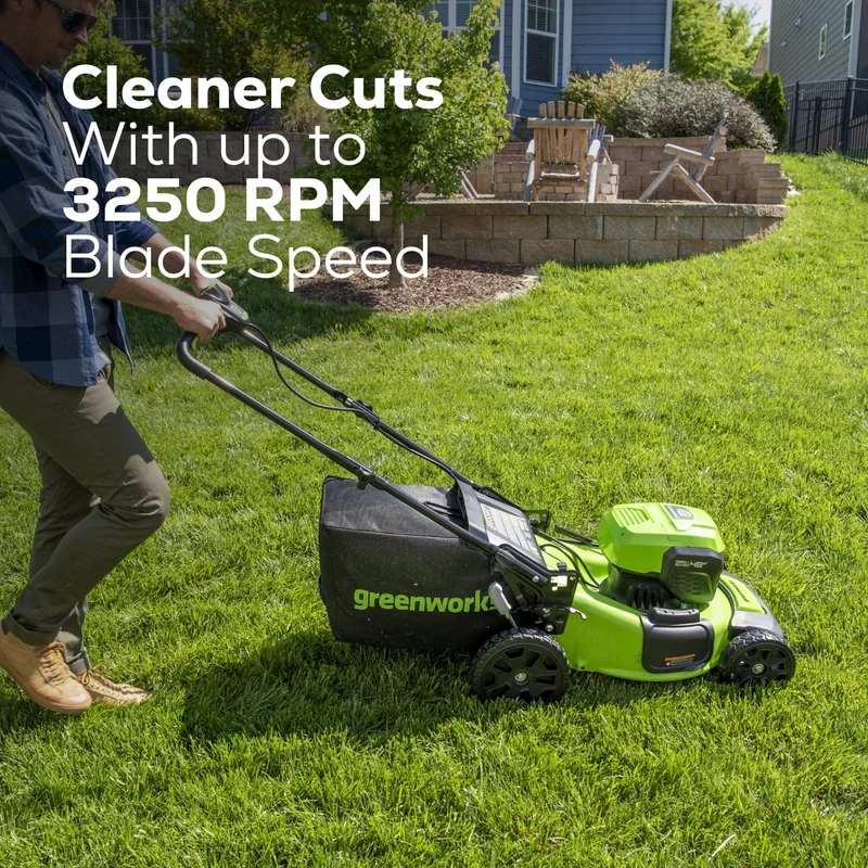 48V (24V x 2) 20" Cordless Battery Push Mower: (2) 4.0 Ah USB Batteries and Dual-Port Rapid Charger, LM2002