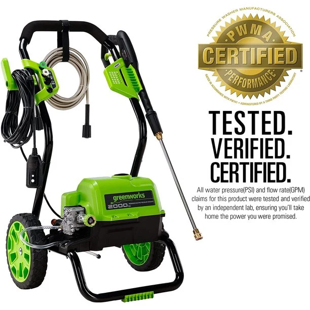 2000 PSI 1.1 GPM Cold Water Electric Pressure Washer (Black Frame)