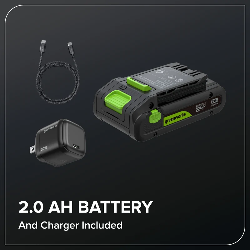24V 20" Brushless (1.1" Cutting Capacity) Hedge Trimmer: 2.0Ah Battery and 30W Charger