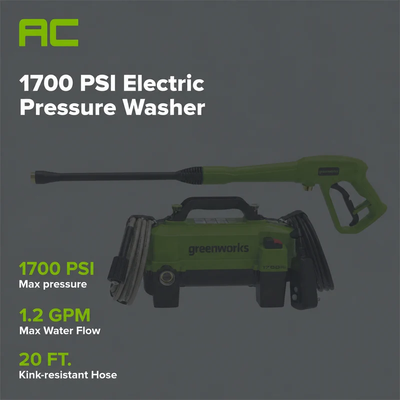 1700 PSI Ultra Compact 1.2 GPM Electric Pressure Washer
