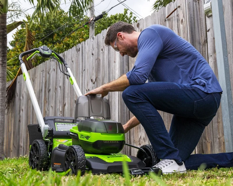 48V (24V x 2) 21" Cordless Battery Self-Propelled Lawn Mower w/ (4) 4.0Ah USB Batteries & (2) Dual Port Chargers, LM2102S