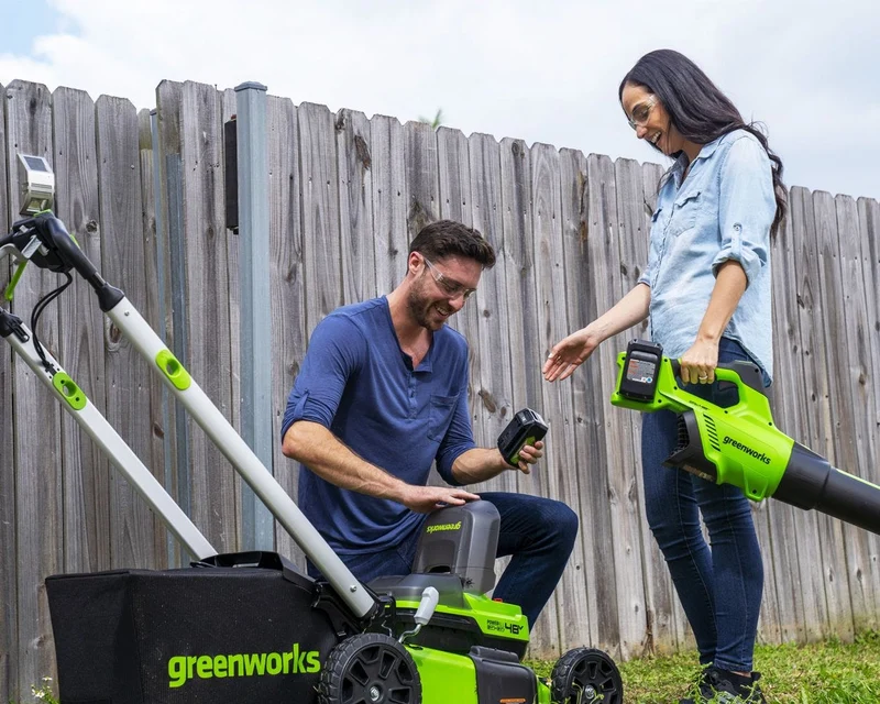48V (24V x 2) 21" Cordless Battery Self-Propelled Lawn Mower w/ (4) 4.0Ah USB Batteries & (2) Dual Port Chargers, LM2102S