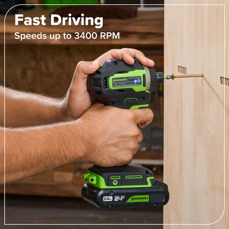 24V Brushless Power Tool 6PC Combo Kit: (2) 2.0 Ah USB-C Batteries and 30W Charger