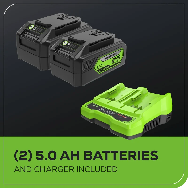 OPEN BOX 48V (24V x 2) 21" Cordless Battery Self-Propelled Mower, 12" String Trimmer and 320 CFM Blower Combo Kit: (2) 5.0Ah Batteries and Chargers