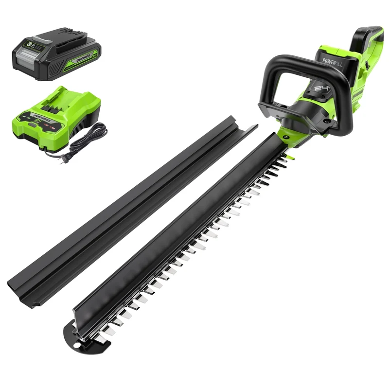 24V 24" Cordless Battery Hedge Trimmer: 2.0 Ah Battery and 2A Charger