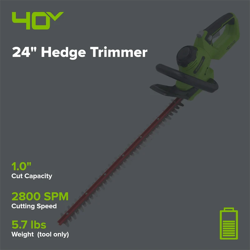 40V 24" Cordless Battery Hedge Trimmer (Tool Only)