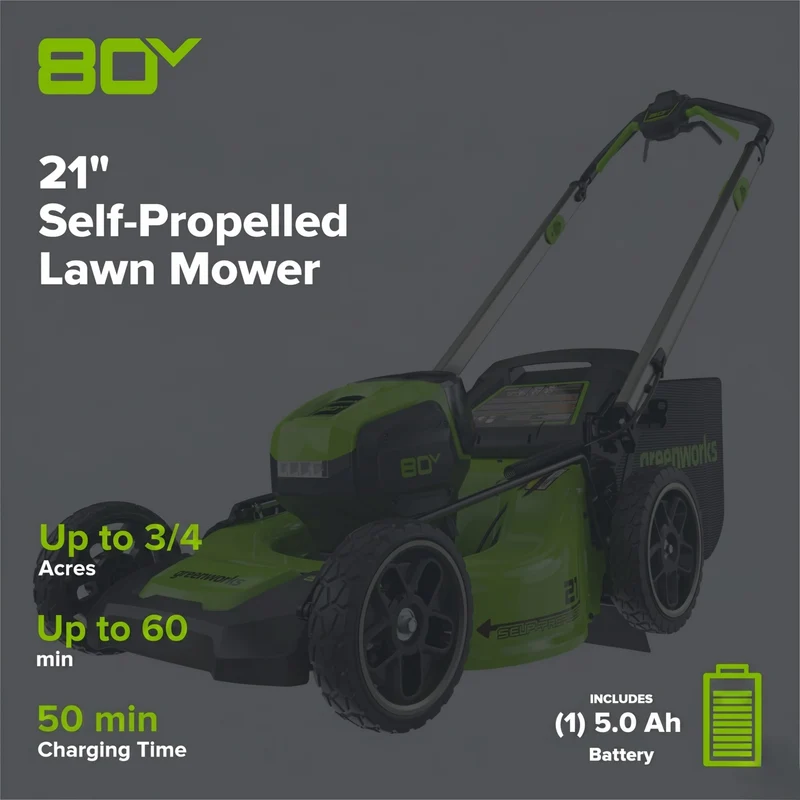 80V 21" Cordless Battery 4-in-1 Self-Propelled Lawn Mower and 700CFM Blower Combo Kit: 5.0 Ah Battery and 6A Charger