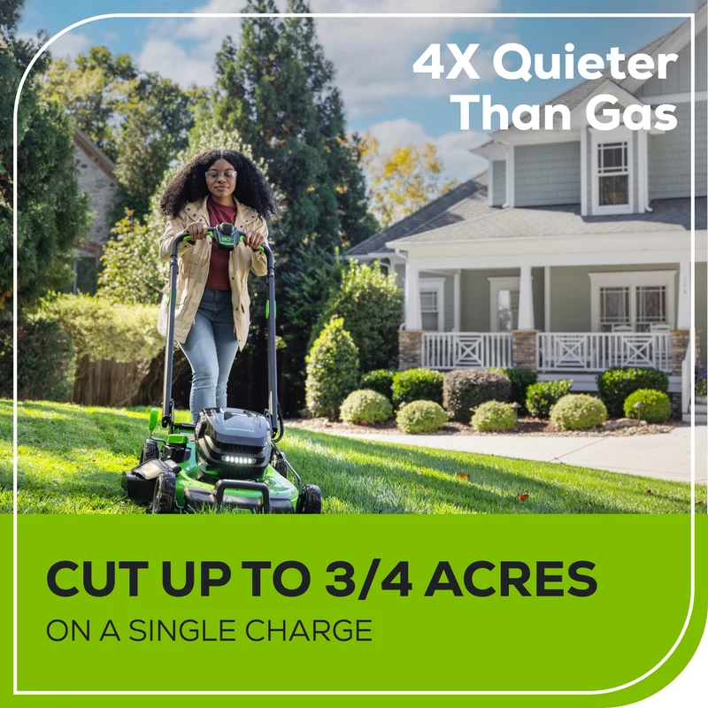 80V 22" Cordless Battery Dual Blade Self-Propelled Lawn Mower: (2) 4.0 Ah Batteries and Rapid Charger, LM2208S