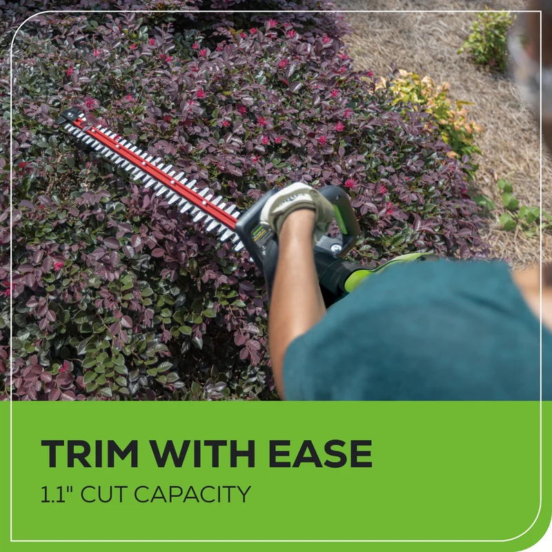 80V 26" Cordless Battery Hedge Trimmer (1.1" cut, 4000 SPM): 2.0 Ah Battery and Charger