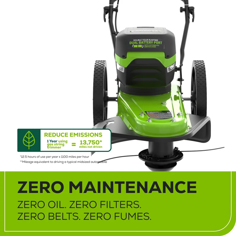 60V 22" Cordless Battery Wheeled String Trimmer, 8.0 Ah Battery and Charger
