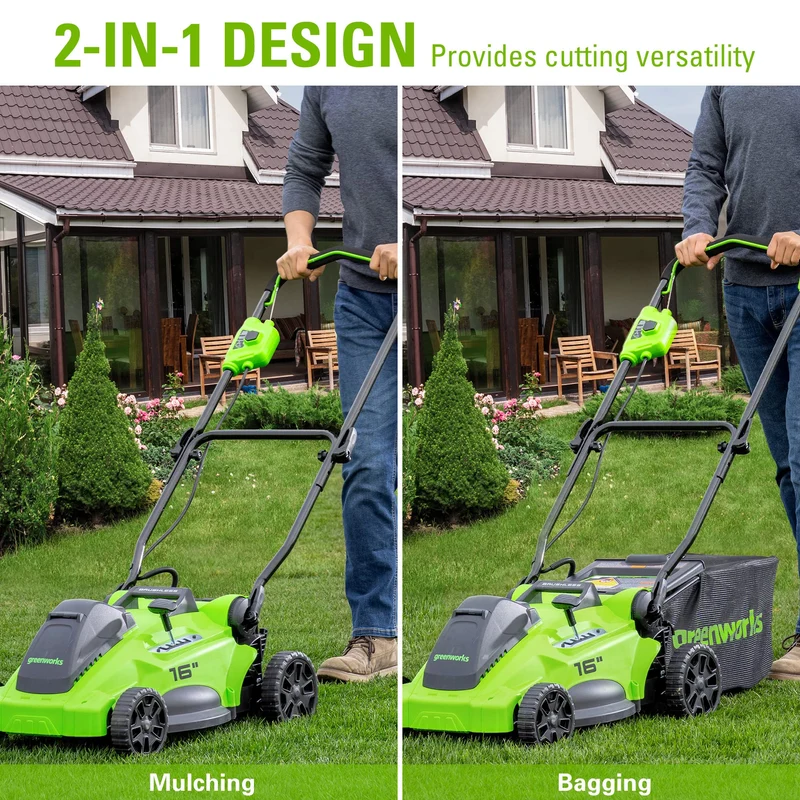 40V 16" Cordless Battery Push Mower 3pc Combo Kit, 4Ah Battery, 2Ah Battery and Charger
