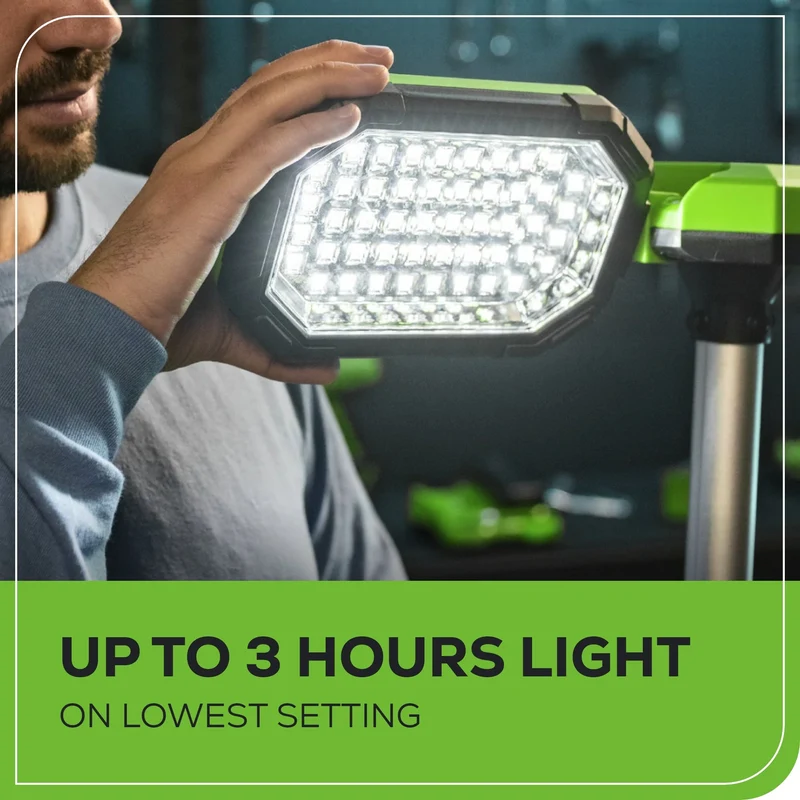 24V Cordless Battery Standing Light Kit: 2.0 Ah Battery and Charger