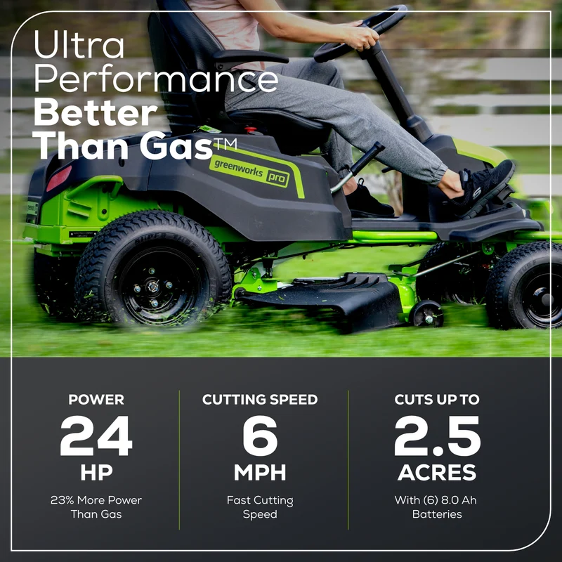 60V 42" Cordless Battery CrossoverT Riding Lawn Mower: (6) 8.0 Ah Batteries and (3) Dual-Port Turbo Chargers, CRT4261
