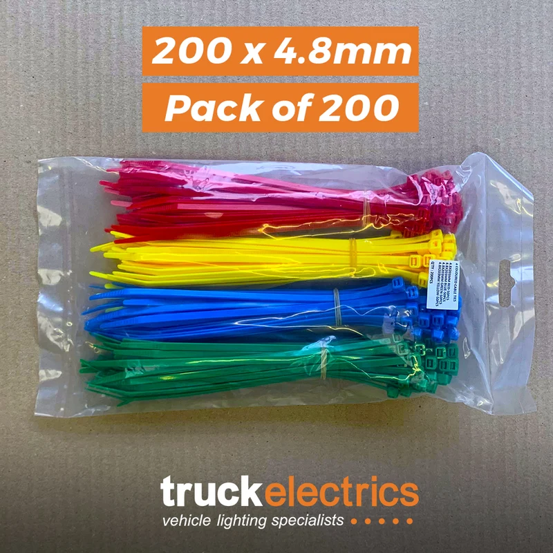 Packung mit 200 farbigen Kabelbindern / 200 x 4.8 mm